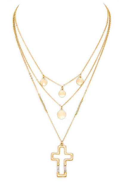 Cross Pendant Layered Necklace